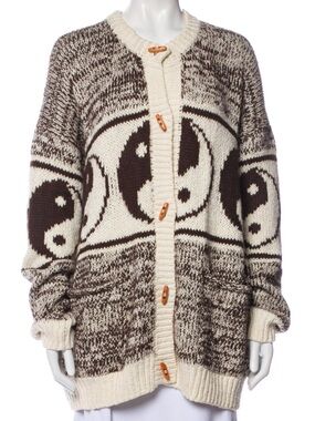 MOTHER Cream & Brown Yin Yang Toggle-Front Cardigan